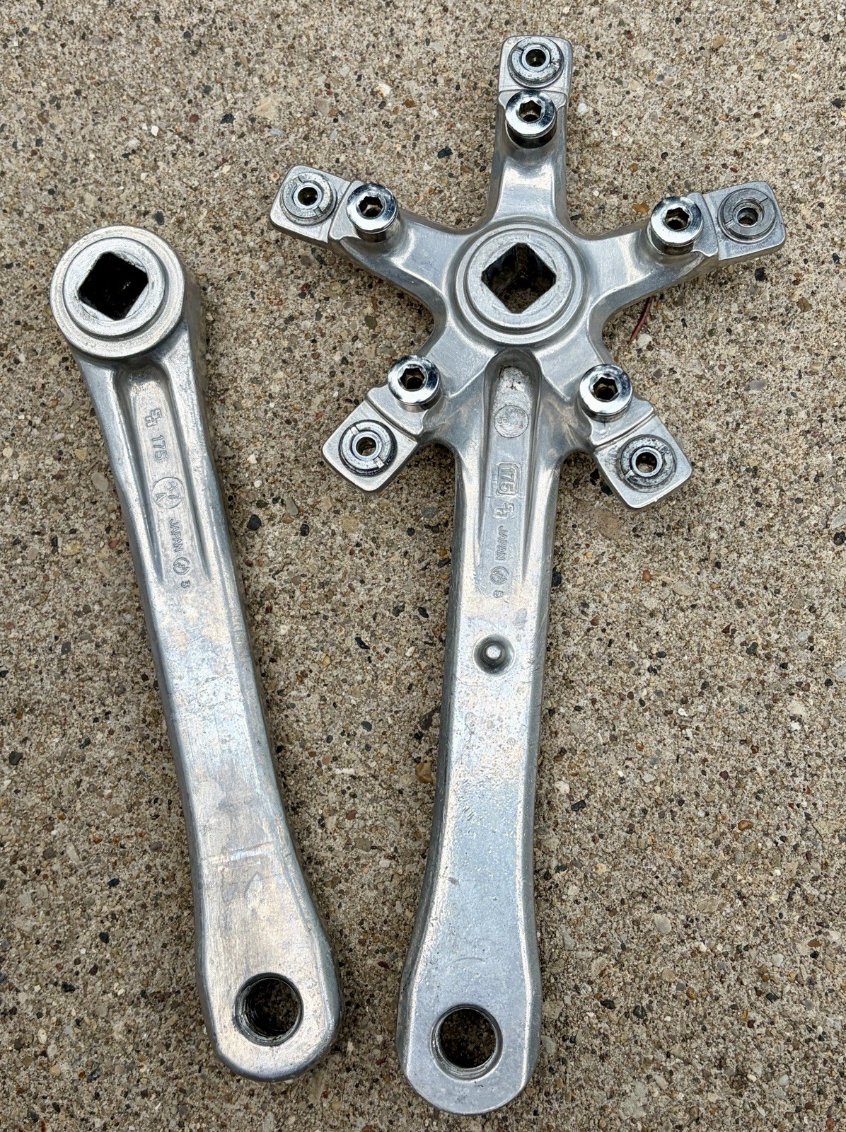 Vintage Sakae Crankset 175 Square Taper Crank Arms 110 74 Triple Chainring Bolts