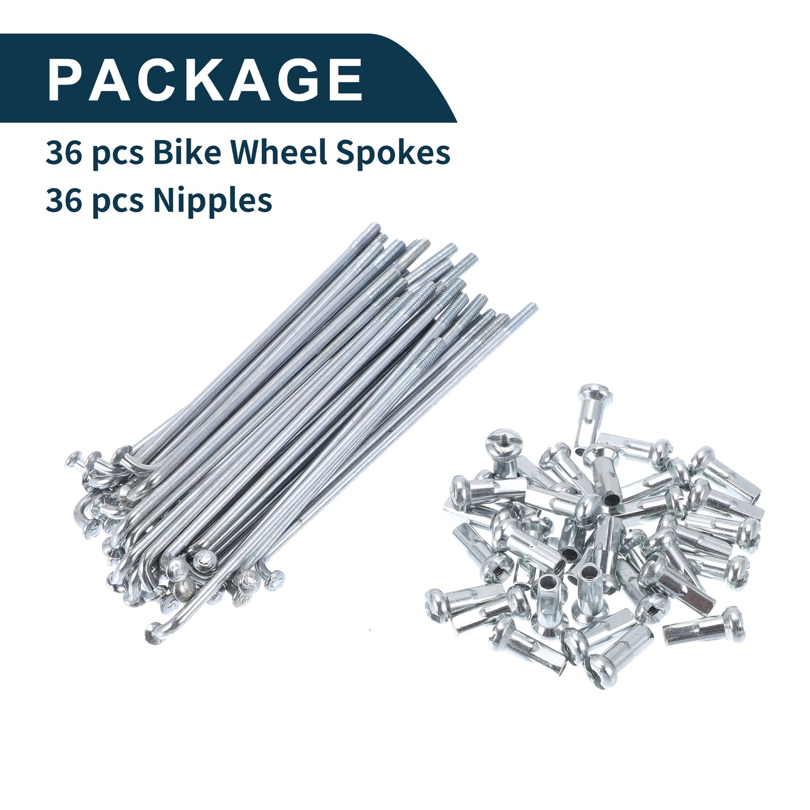 1 Set 13G 76mm Length Bicycle Spokes Nipple 45 Steel Galvanized Universal