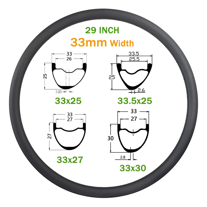 Carbon MTB XC AM Bicycle Rim 29er 25/27/30*33mm UD Matte Glossy Tubeless Ring