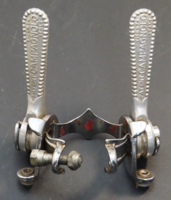 Vintage Campagnolo Nuovo Record clamp on down tube friction shifters Italy