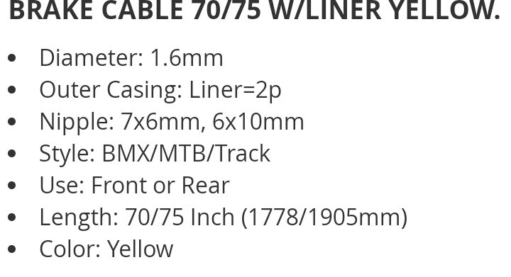 NEW YELLOW BRAKE CABLE FOR BICYCLE HAND BRAKES(MOST COLORS)