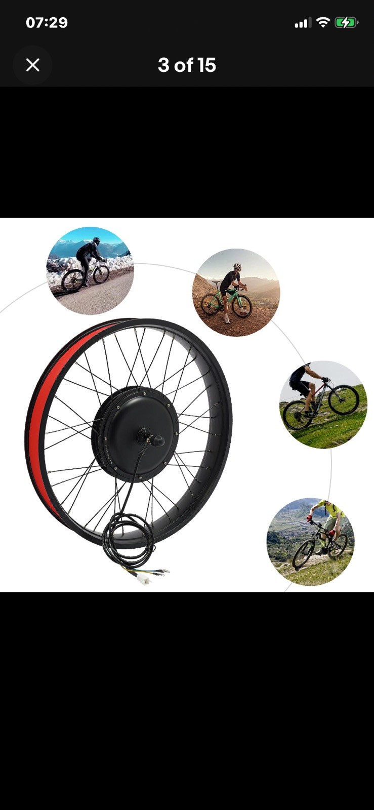 26×4″ 48V Electric Bicycle Front Wheel Hub Motor LCD E-Bike Conversion Kit 1500W