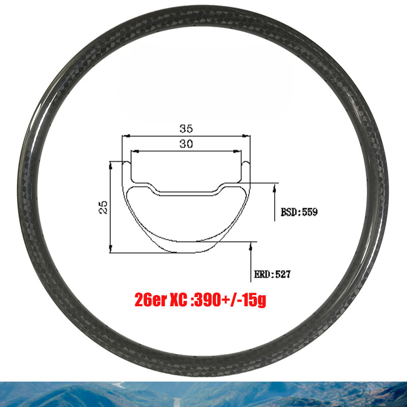 MTB XC Off-Road AM Bike 26er 35X25mm Carbon Rim Tubeless Clincher 24 28 32Holes