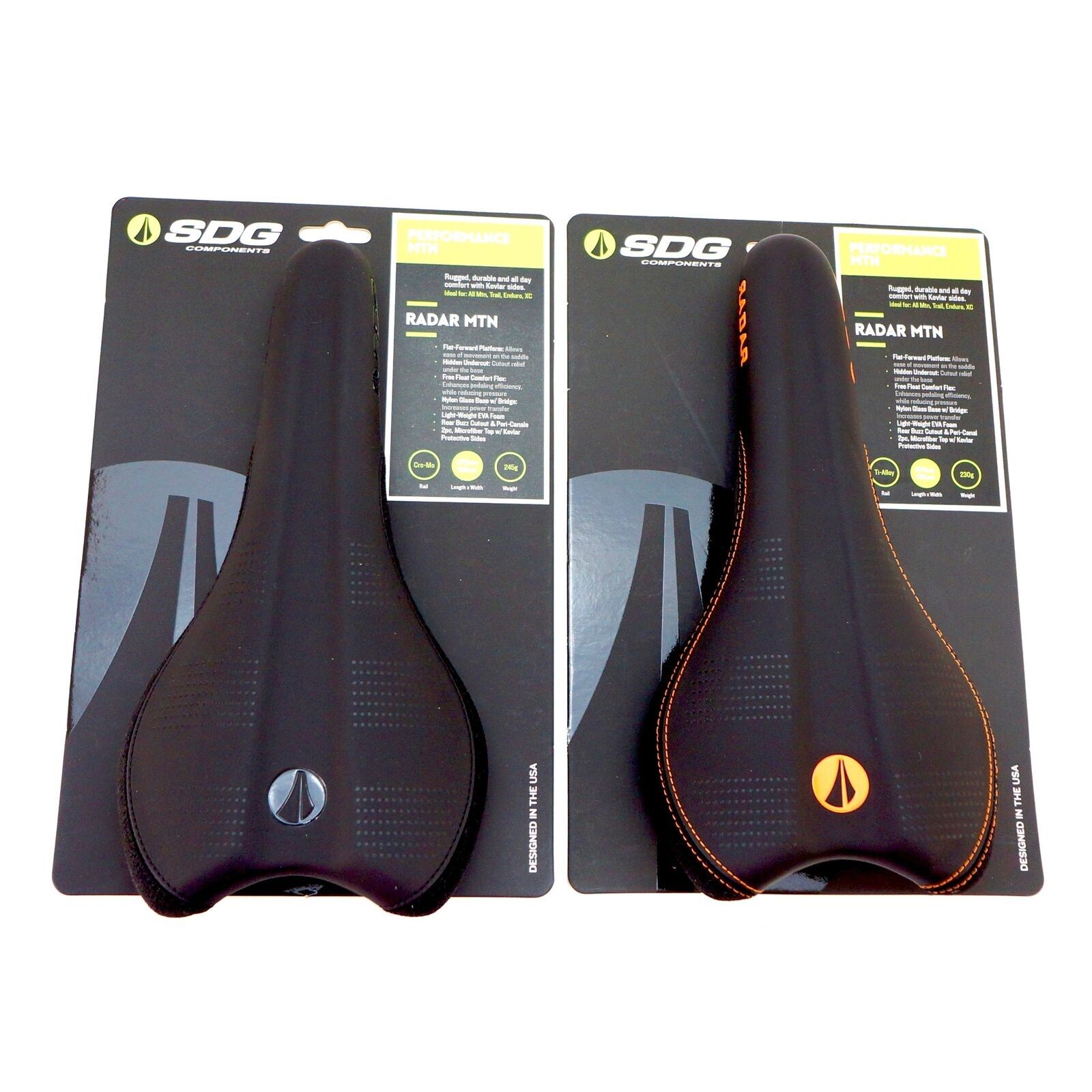 SDG Radar MTN 270x138mm Road MTB Bicycle Saddle Rail: Ti-Alloy or Cr-Mo