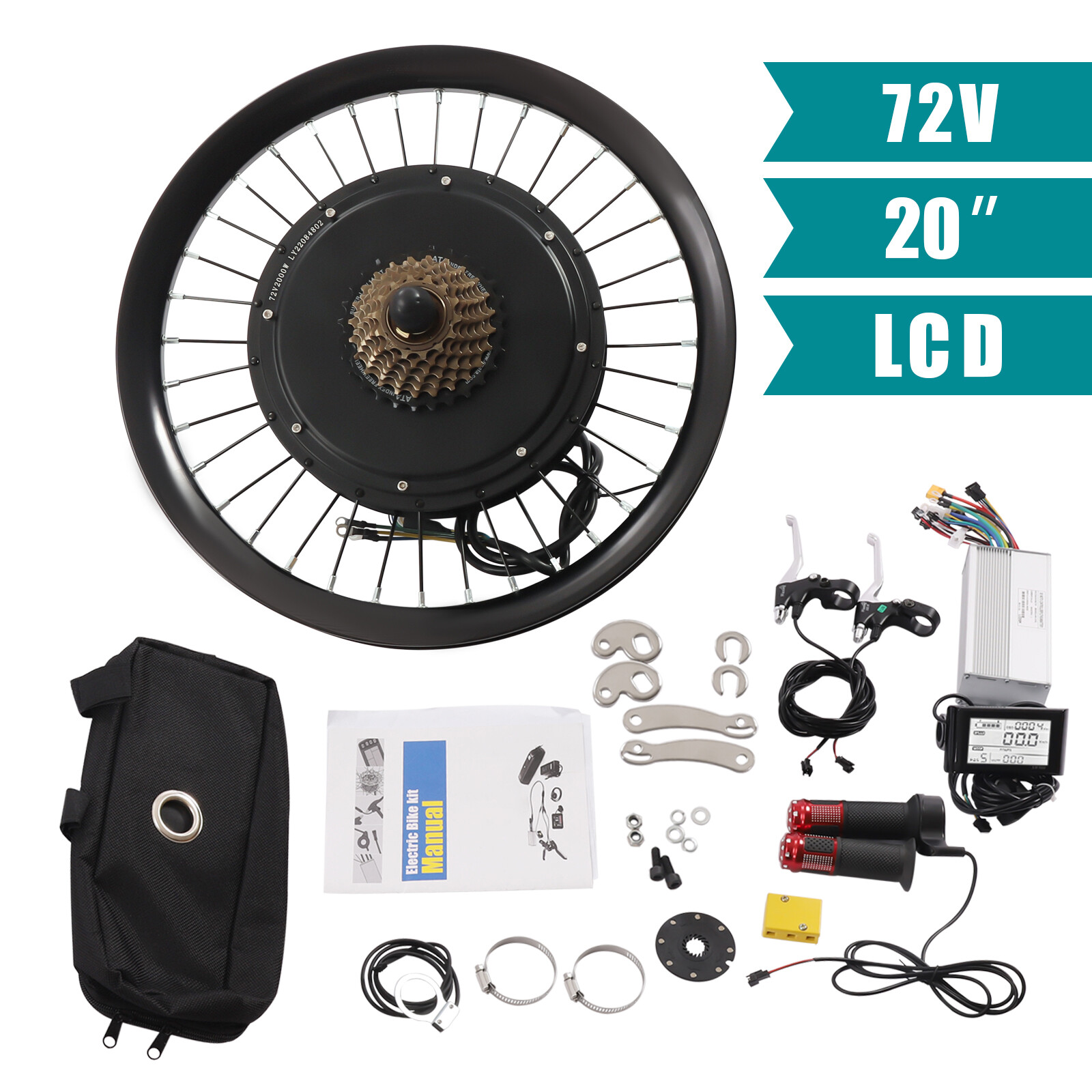 20 Inch Electric Bicycle Rear Wheel Hub Motor E-Bike Conversion Kit 72V 2000W !