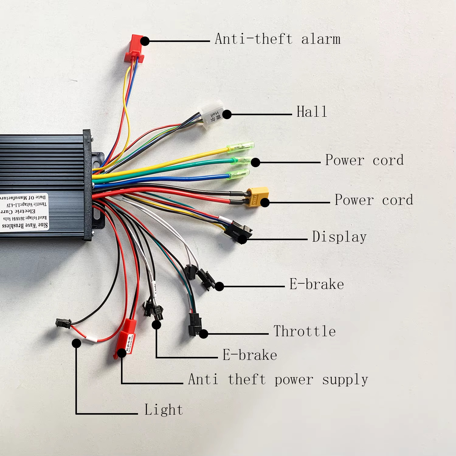 1000W 1500W E-Bicycle Controller 36V 48V 52V 64V MAX30A 3-mode sine wave control