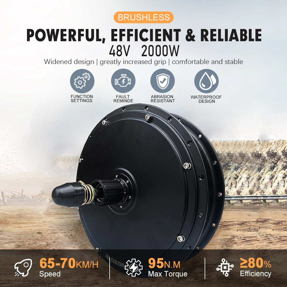 20 24 26inch 48V 2000W E-bike Fat Tire Brushless Rear Cassette Hub Motor Wheel