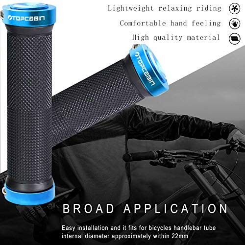 TOPCABIN Double Lock Bicycle (Aluminum Lock Plug+grips) Light blue 1 Pair