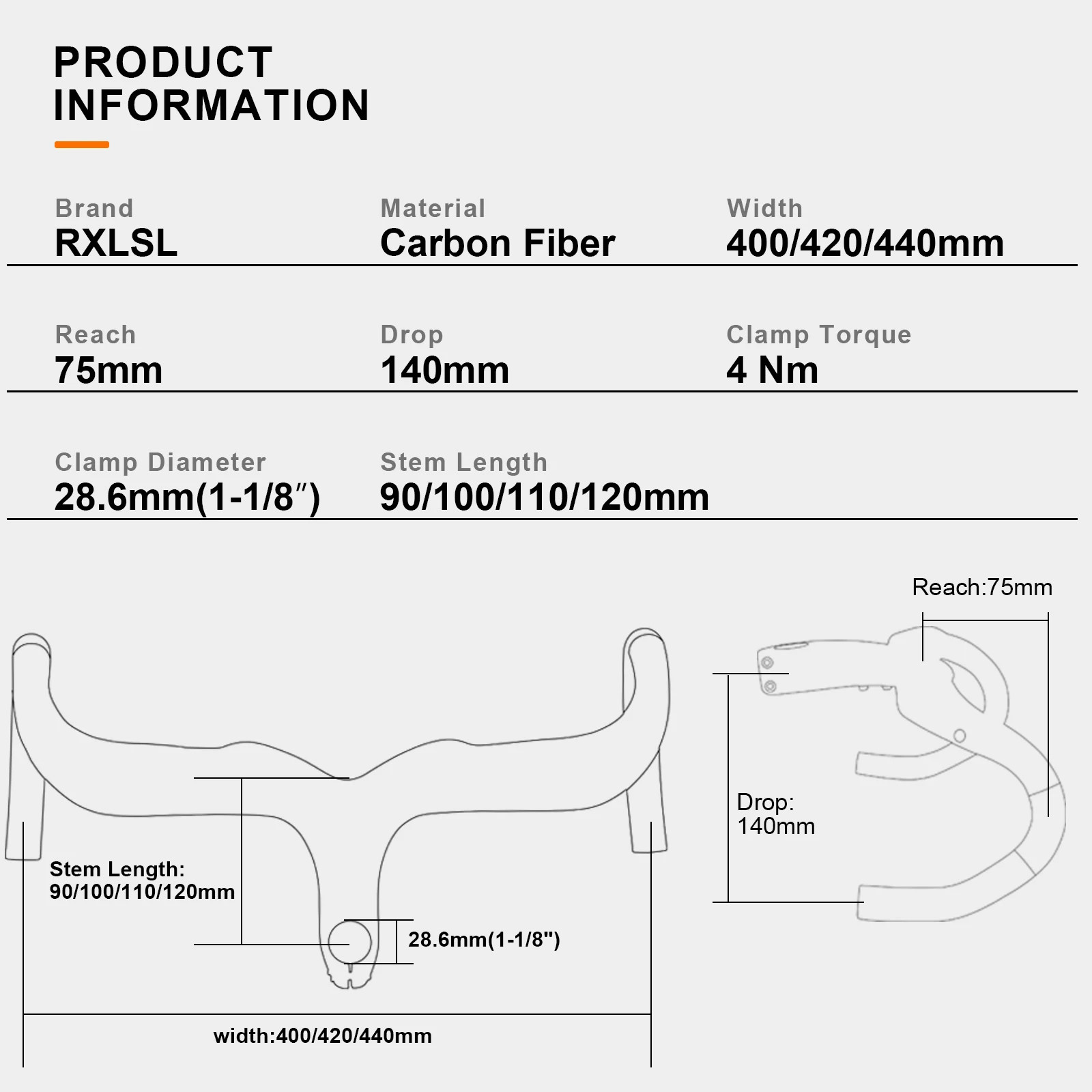 Carbon Road Bicycle Integrated Handlebar Internal Routing Drop Bar 400/420/440mm