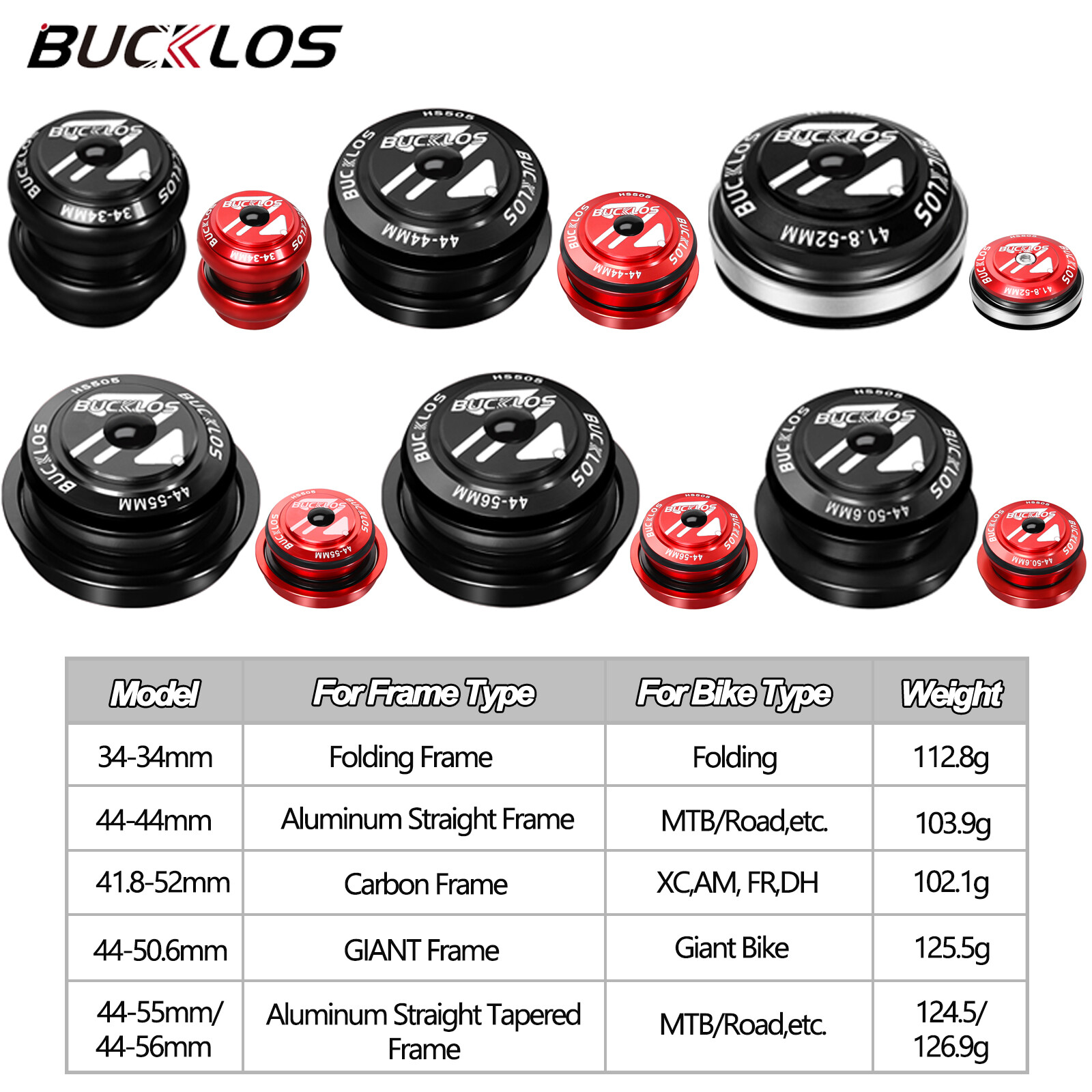 Sealed Bearing Headset 44mm Aluminum MTB BMX Bike for 1-1/8″ Straight Fork Frame