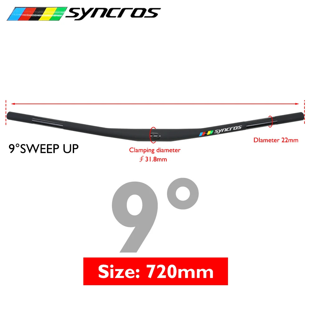Matte Black Carbon Fiber MTB Bicycle Handlebars 28.6mm 3°/9°/Rise 700-740mm