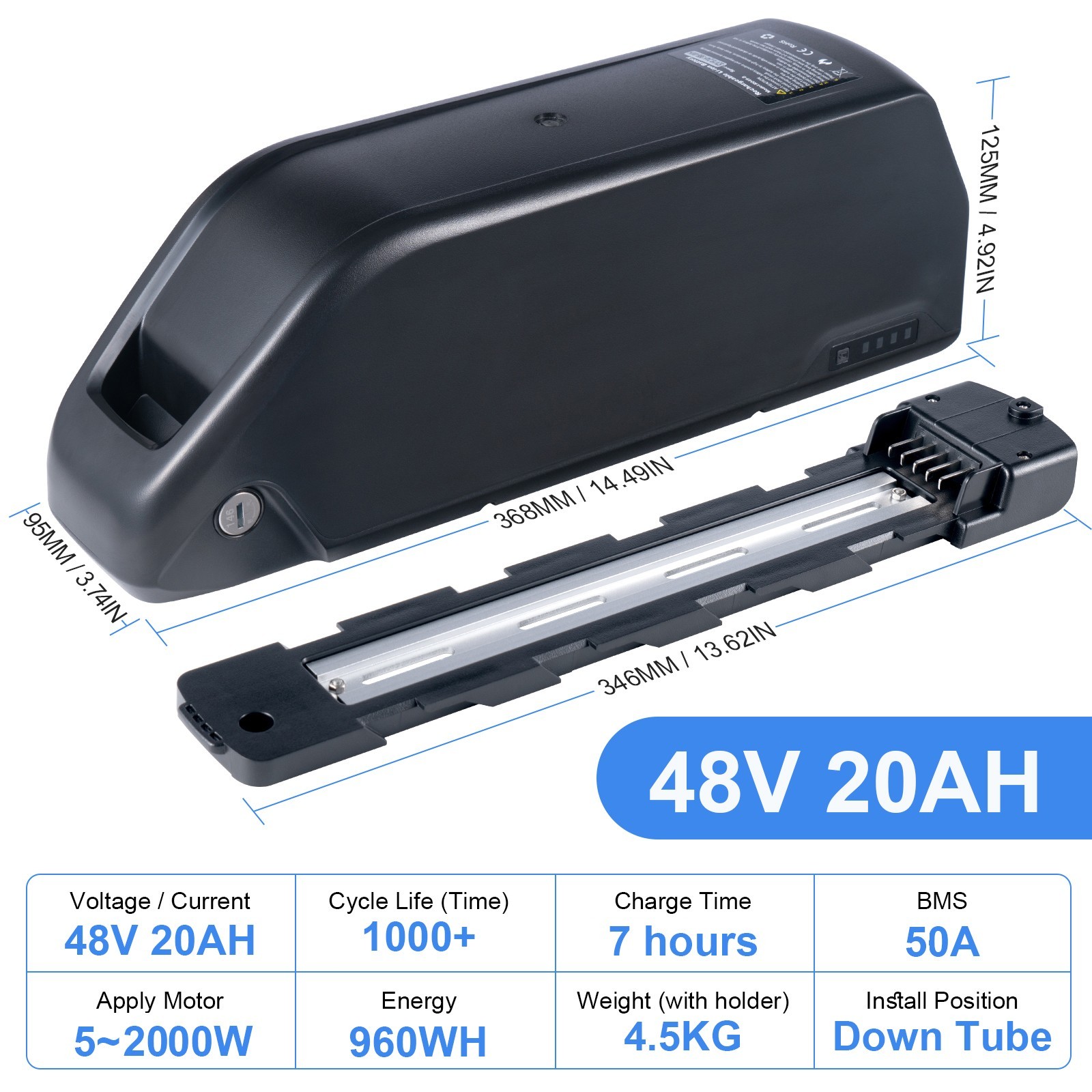 Ebike Battery 48V 52V 60V 20ah/25AH LG Cells Li-ion for 250W-2000W Electric Bike