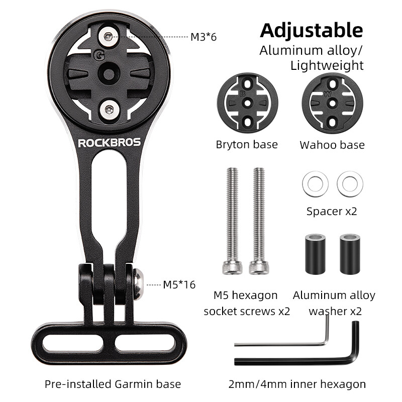 ROCKBROS Adjustable Out-Front Bicycle Mount – Aluminum Cycling Computer Mount