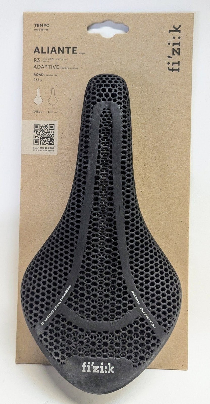 Fizik Tempo Aliante R3 Adaptive Road Saddle – Kium Rail – 145mm – Black
