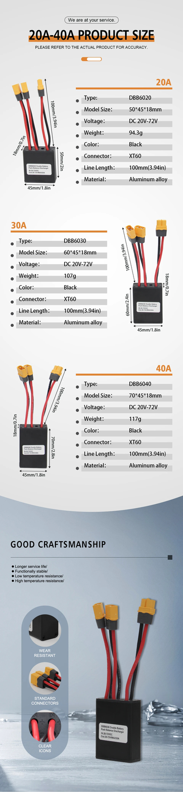 20V-100V 20A-120A Ebike Double Battery Discharge Converter Connection Adapter