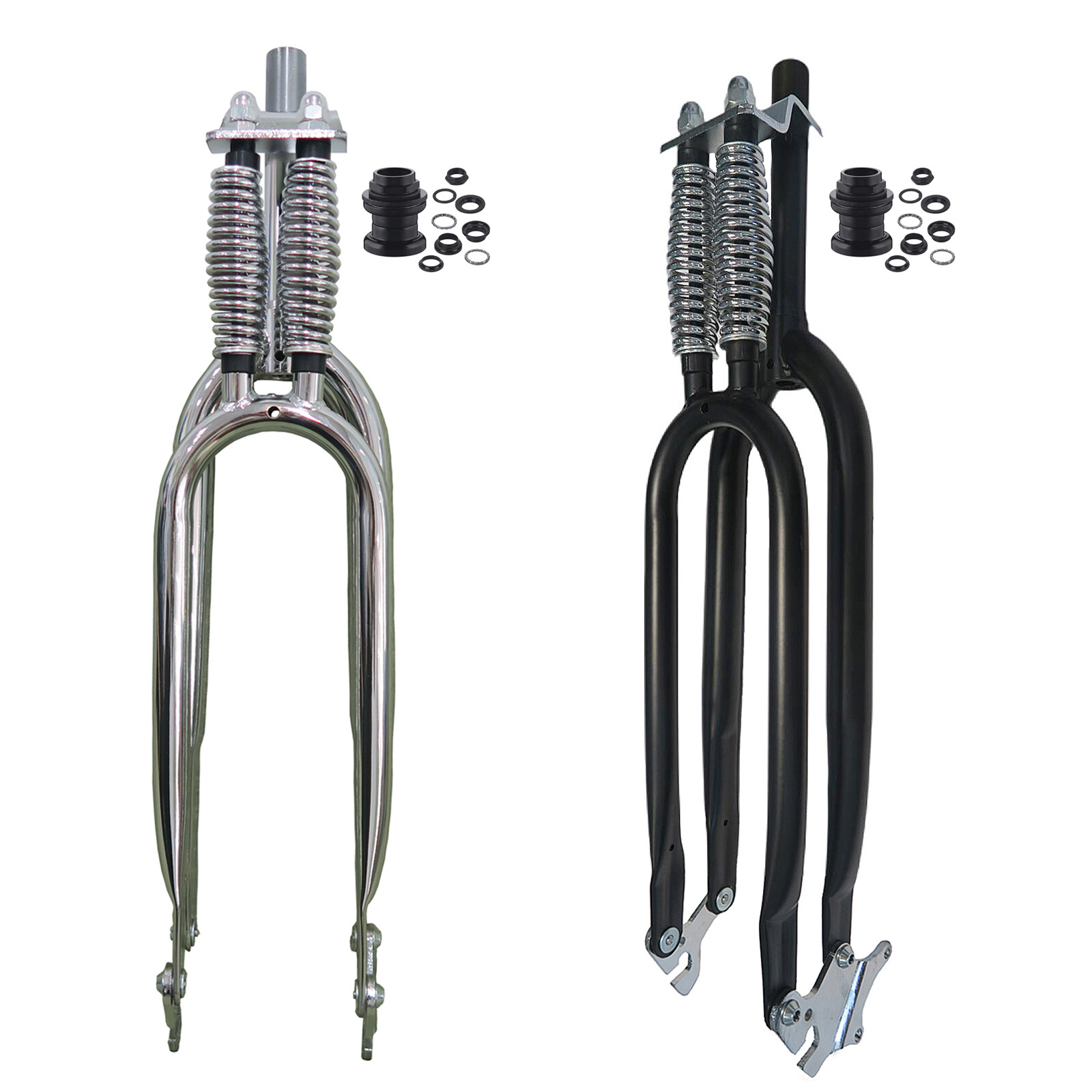 CDHPOWER 1 inch Threaded Bicycle Fork 26″ Dual Springer Bike Fork &Headset Combo