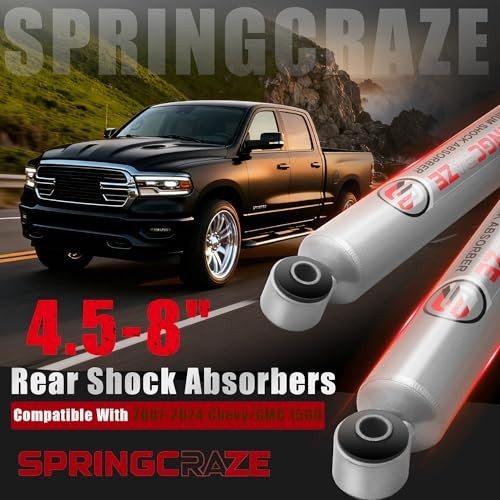 4.5-8» Rear Shock Absorbers for 2007-2025 4.5-8″ Silver 07-25 Chevy/GMC 1500