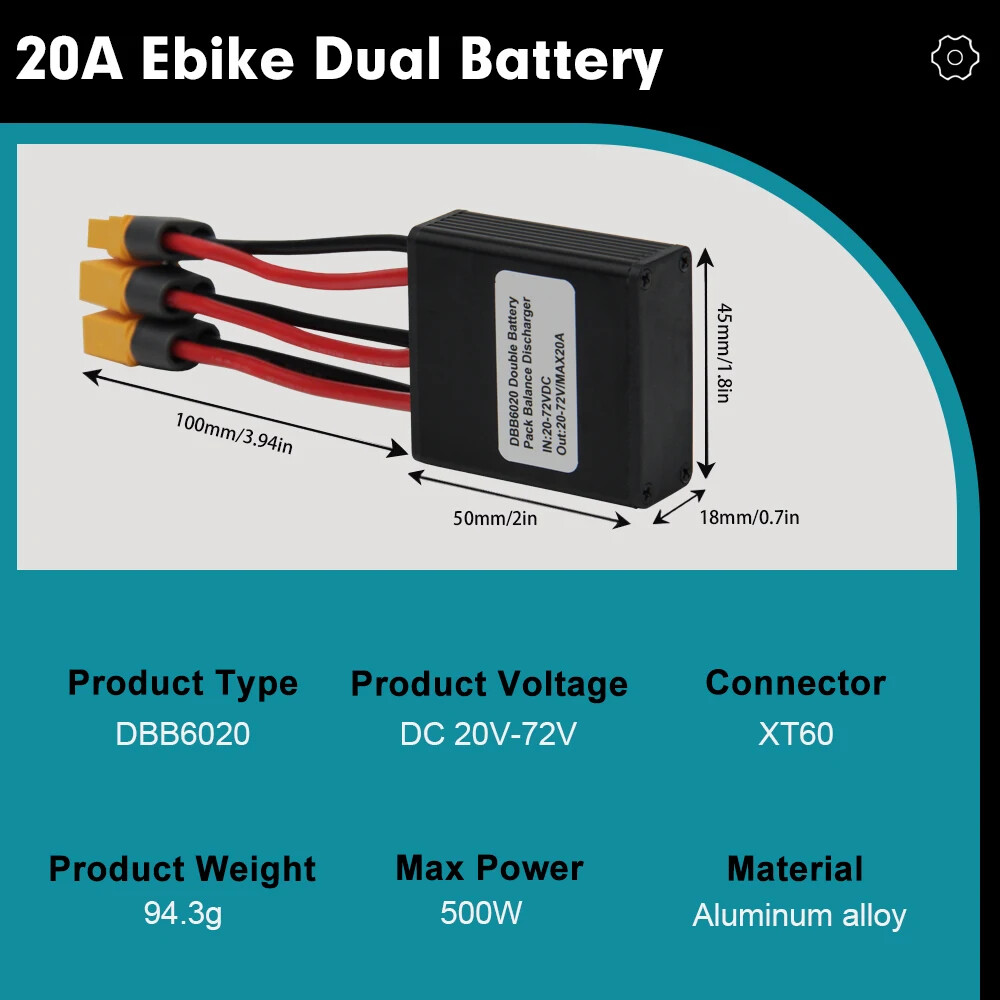 20V-100V 20A-120A Ebike Double Battery Discharge Converter Connection Adapter