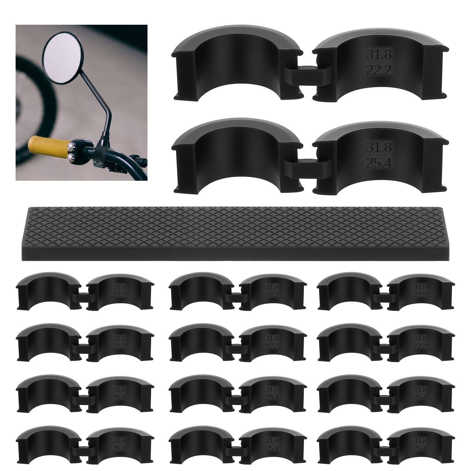 12PCS Anti-Vibration Bicycle Handlebar Rubber Gaskets & 2 Long Spacers, Non-Slip