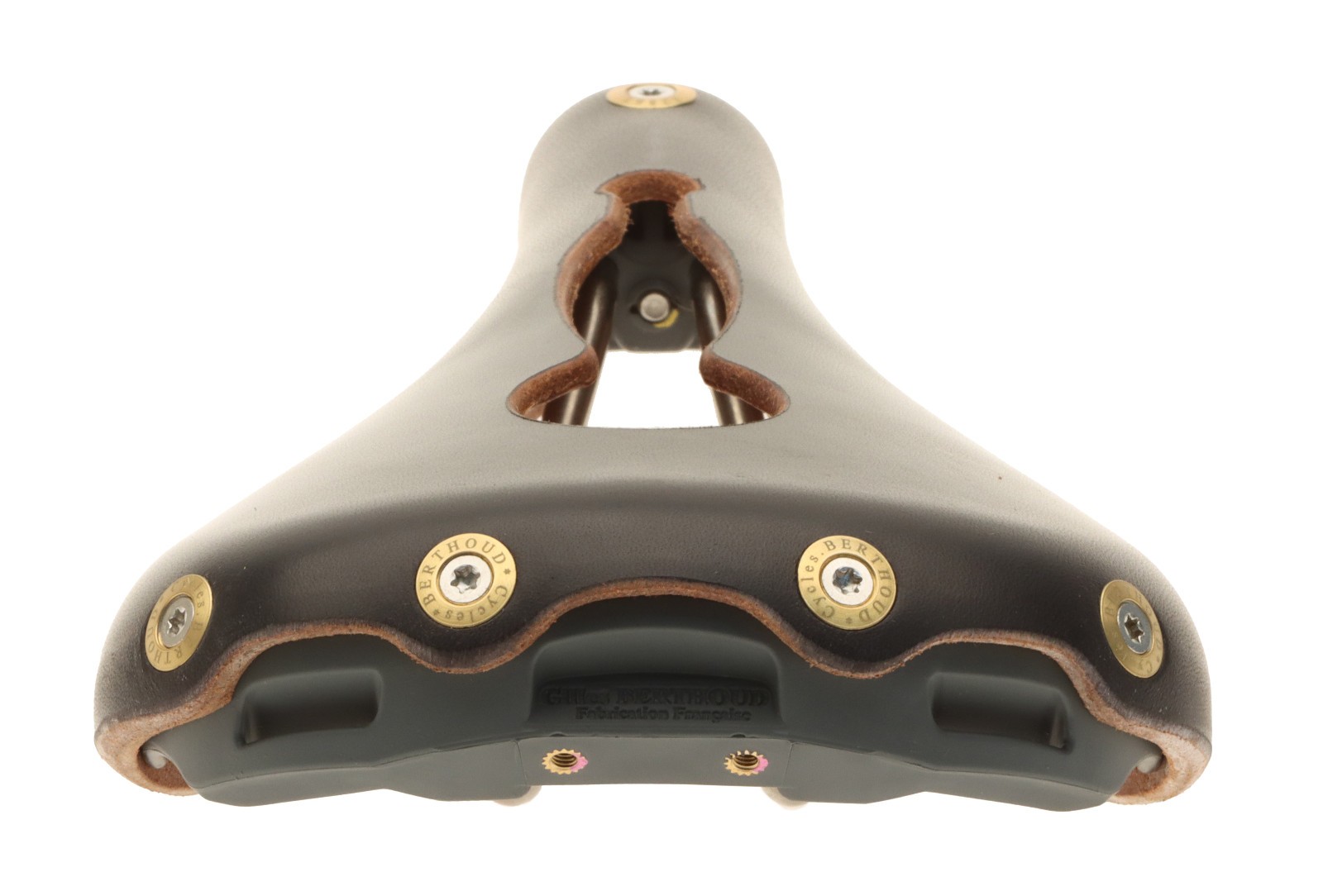 Gilles Berthoud Agnel Open Saddle Titanium Rails Hard Leather Black NEW NOS