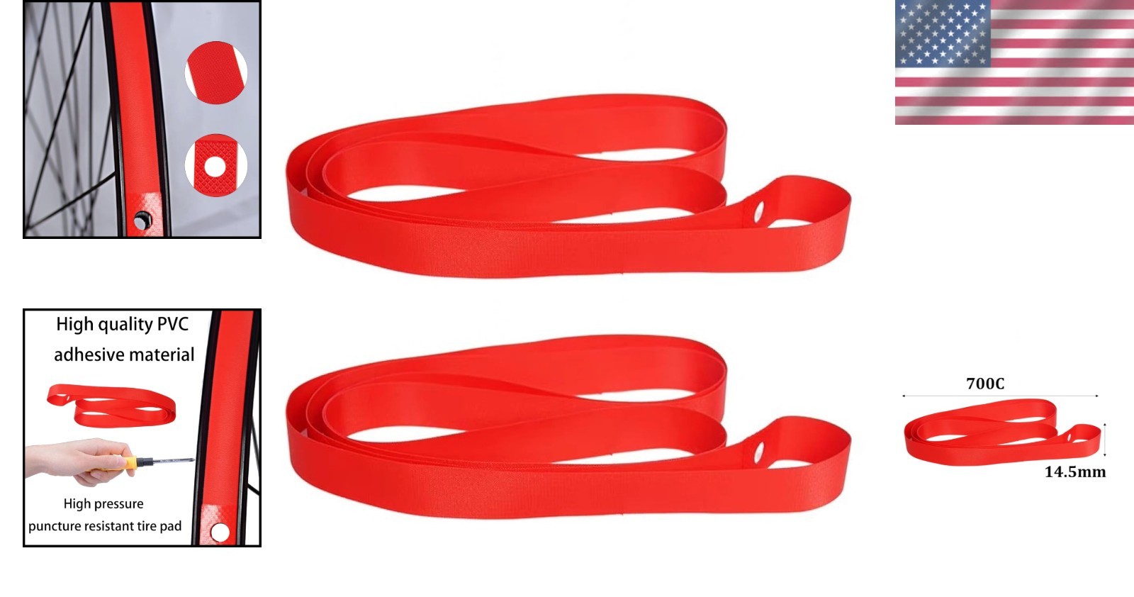 2Pcs 700C Bicycle Rim Strip Rim Tape, High-Pressure & Puncture Resistant Inne…