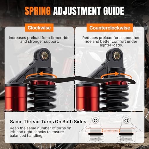 Adjustable 12.5″ 320mm Motorcycle Air Shock Absorbers, Aluminum CNC Rear