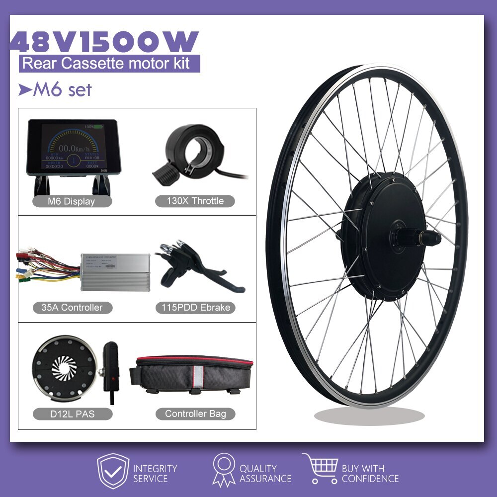 48V 1500W Electric Bicycle Conversion Kit Rear Cassette Wheel Hub Motor