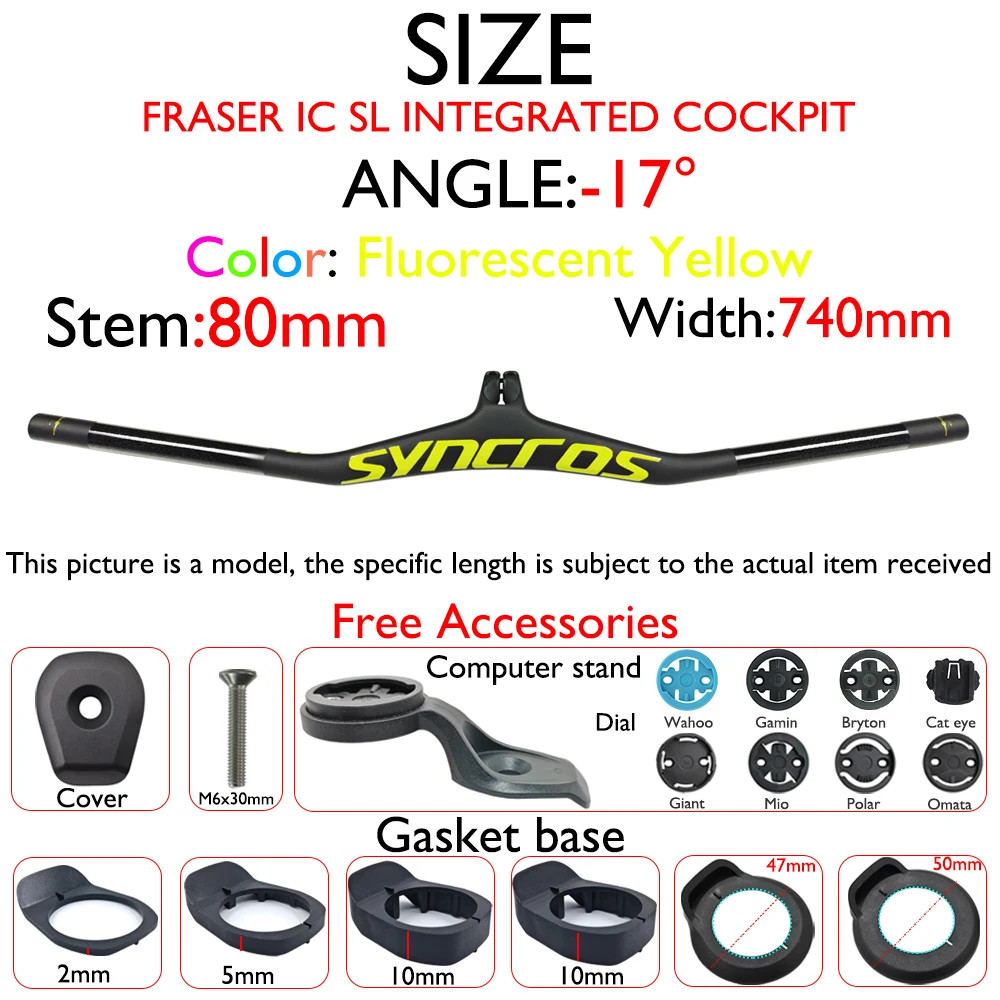 Mountain Bike Carbon Integrated Handlebar with Stem Angle -8/-17/-25 Degree