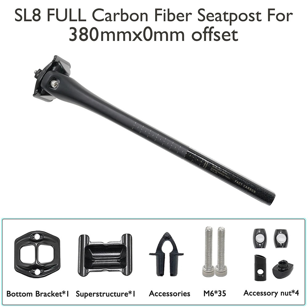 Carbon Fiber Seatpost Ultralight Road Bike Seatpost Matte 300mm/380mm 0mm Offset