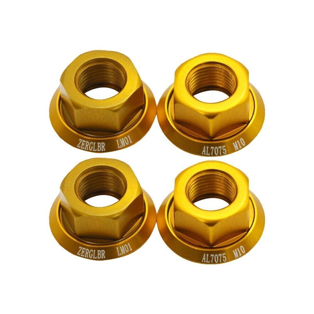 Set of 4 Bike Wheel Hub Axle Nuts Made of 7075 Aluminum Alloy M 10 Size