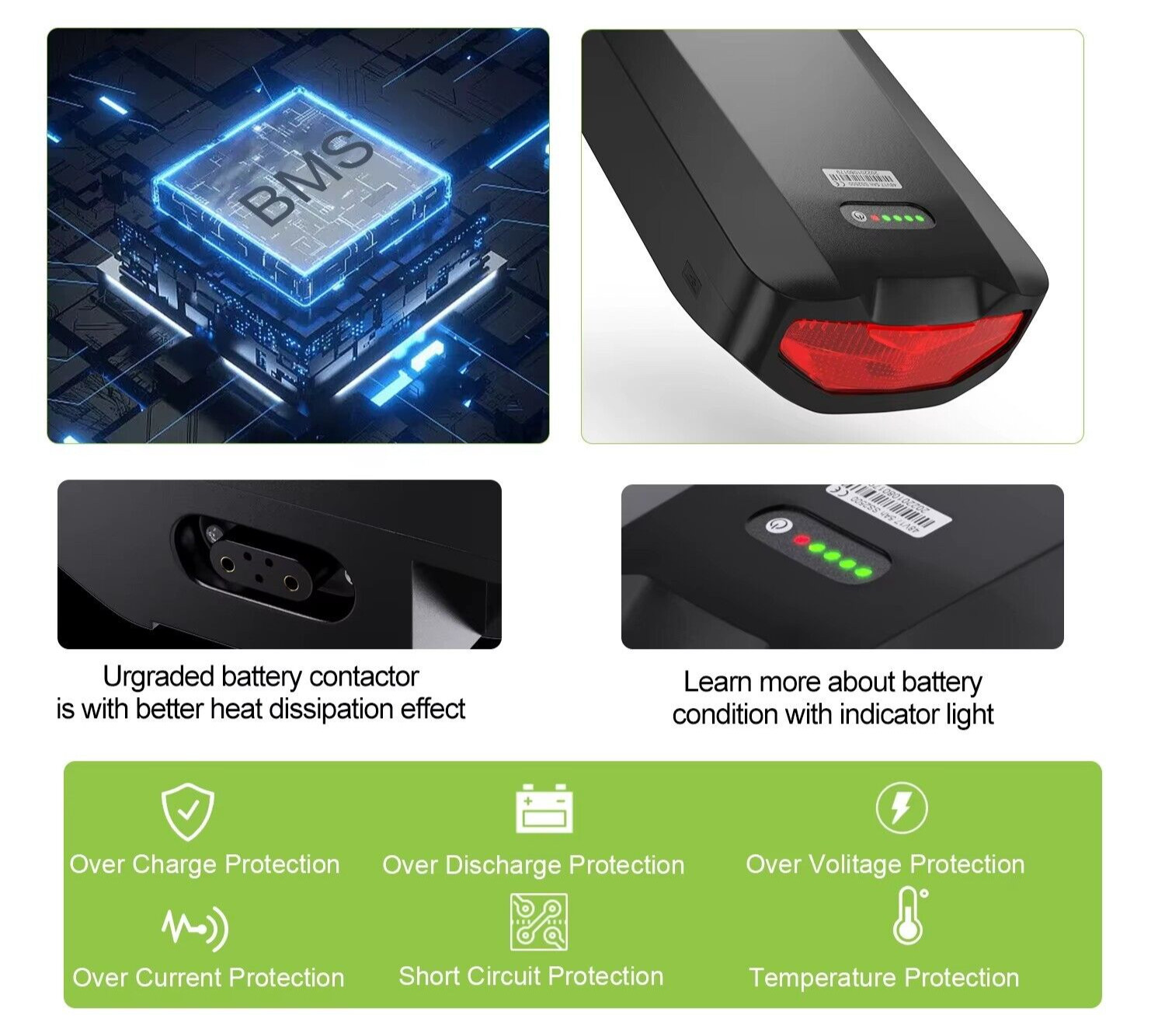 48V Electric Bike Battery 17.5Ah Rear rack Lithium Battery