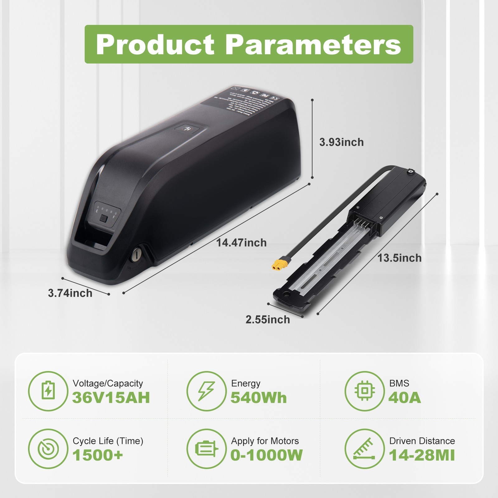 1200W motors Ebike battery 36V 4PIN Waterproof Case and BMS