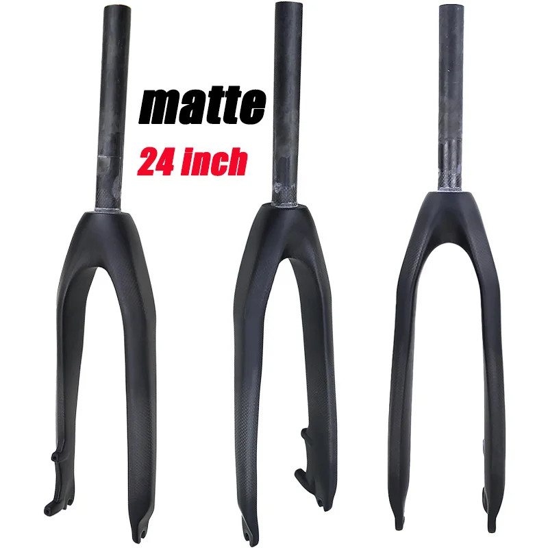 Carbon Fiber Folding MTB Front Fork 20 24er Straight Tapered Tube Disc Brake