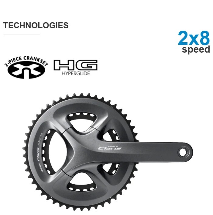 Shimano Claris R2000 2×8 Speed Road Bike Groupset HG50 Cassette Caliper Crankset