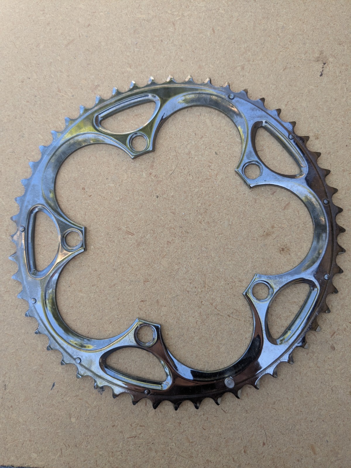 52 tooth x 130 bcd Road Bike Chainring Bicycle Grey Gloss Nice BIN Shift Pins