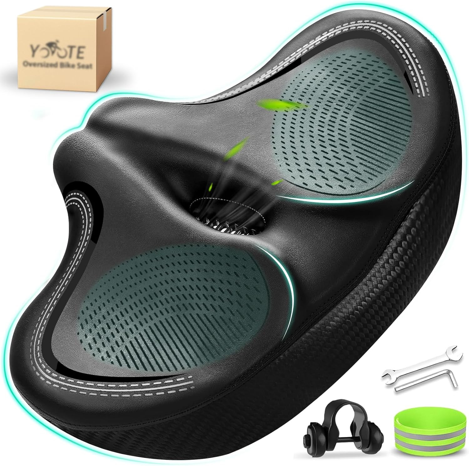 Oversizd Bike Seat, Noseless Wide Bicycle Seats for Comfort Men & Wowen, Extra L