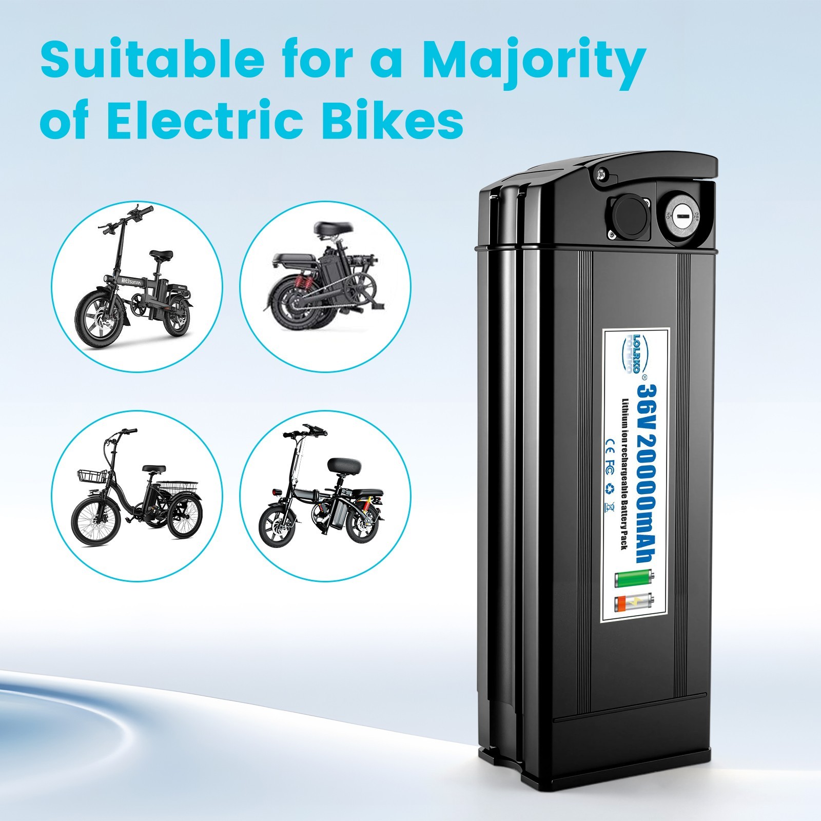36V 20AH Battery for 200W-1000W Folding electric bicycle 30A BMS