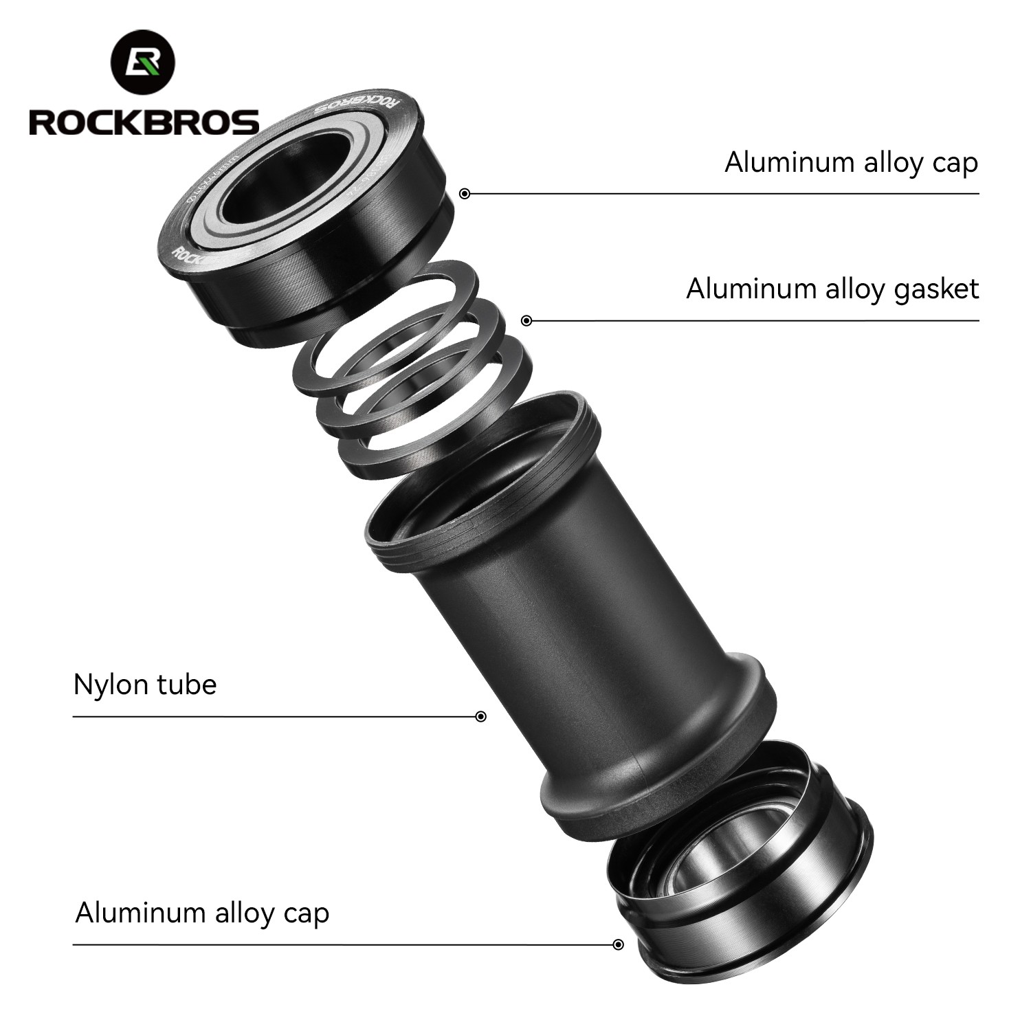 ROCKBROS Bike Aluminum Alloy Cartridge Bottom Bracket Fits 68-120mm Lightweight