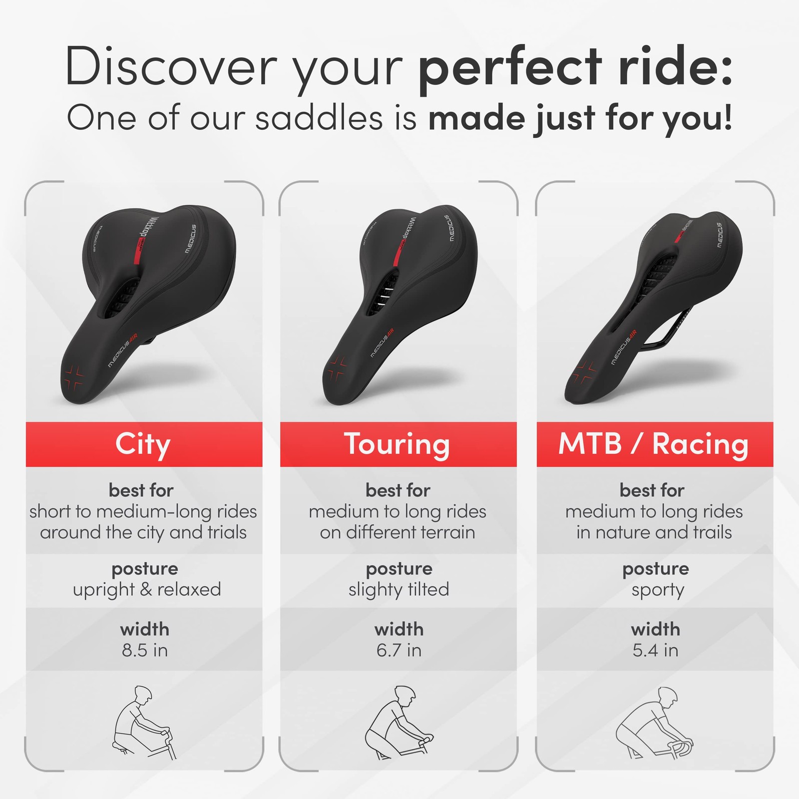 Wittkop Bike Seat, L: 10 in; W: 8.5 H: 3.2 Weight: 1.4 lb, black