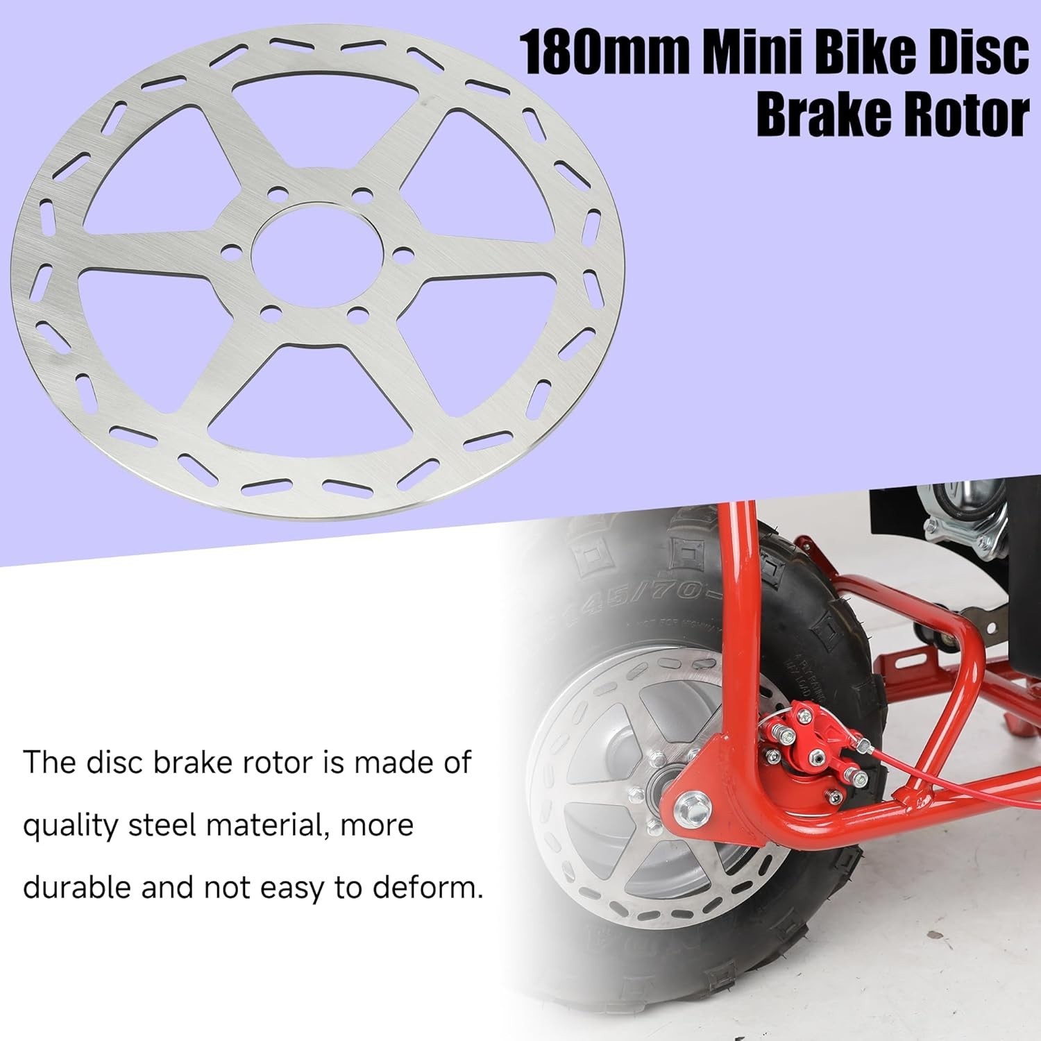 Mini Bike Brake Kit Disc Rotor Caliper Lever for Powersports 180mm 7/8″