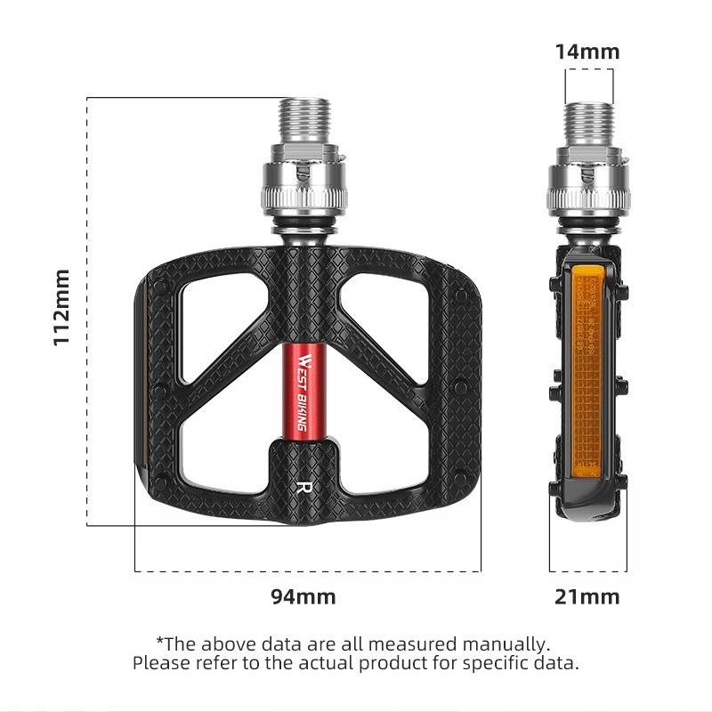 WEST BIKING Bike Pedals Quick Release CNC Seal Bearing 3 Bearings Pedals a Pair