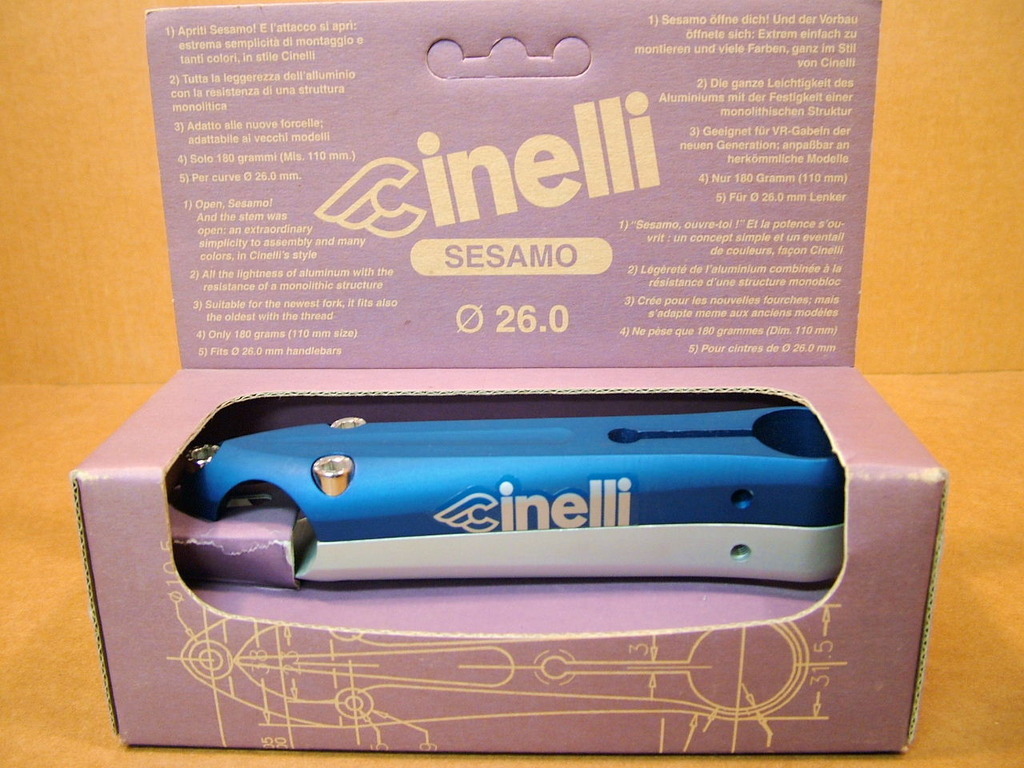 NOS Cinelli Sesamo Stem…Blue/Silver Finish w/Silver Decals (130 mm)…Last One