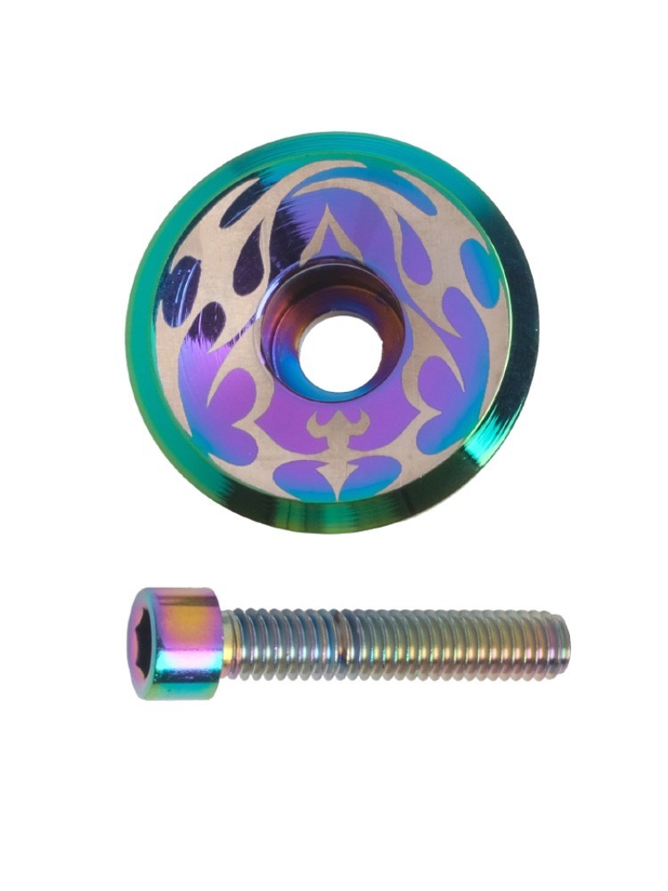 Lightweight Multicolor Oil Slick Headset Stem Cap Replacement Top Cover