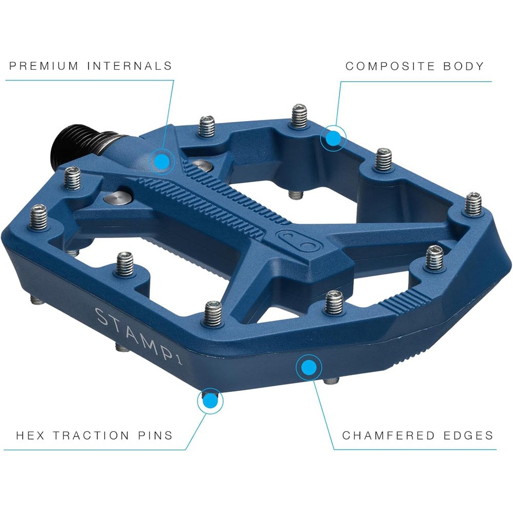 Crank Brothers Stamp 1 Gen 2 Composite Platform Pedals Small Navy Blue