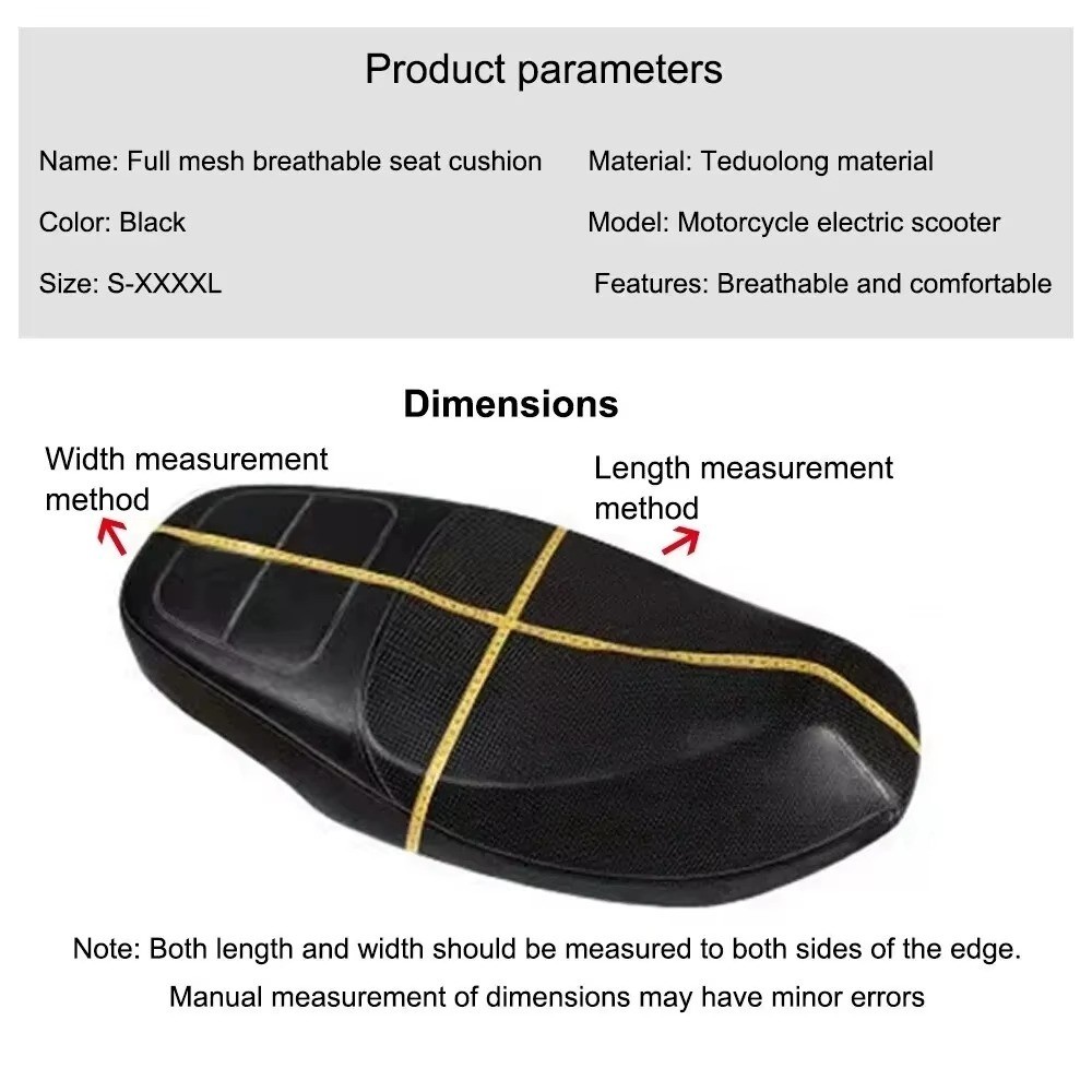 Cooling Motorcycle Seat Cover 3D Mesh Protector Cushion Breathable Sunscreen Mat