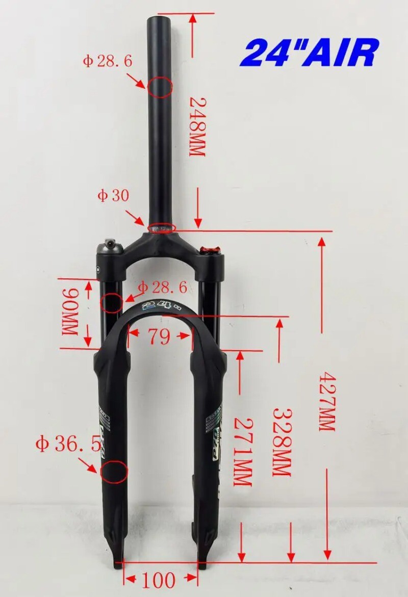 20 24 Inch Mountain Bike Front Fork Air Fork Disc Brake 100mm QR Bicycle Froks
