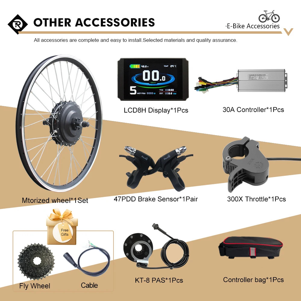 48V750W EBIKE Conversion Kit Rear Cassette Motor Wheel For Bicycle 20 29in 700C