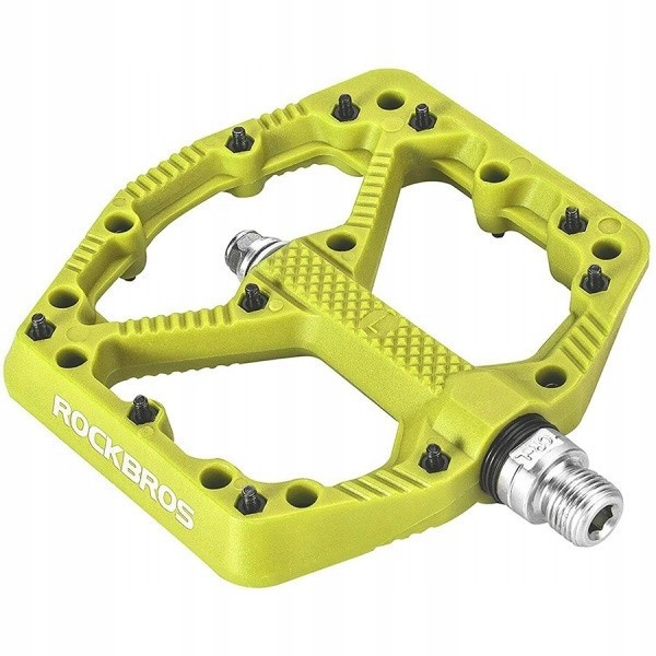 Rockbros 2021-12AGN fluorescent yellow nylon cycling pedals with pins