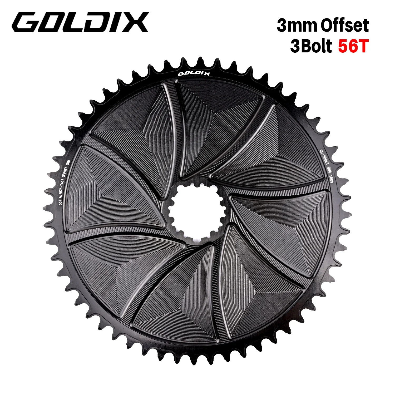 3mm Offset 3-Bolt AERO Wide Narrow Teeth Chainring for MTB Road Bicycle Crankset