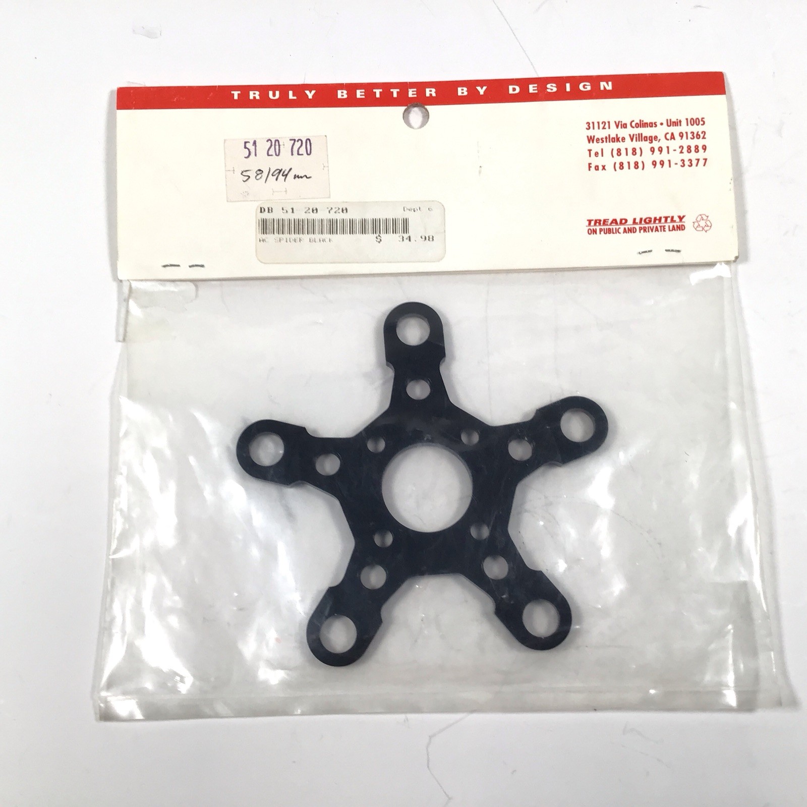 Adventure Components AC Crank Spider 5-Bolt 58/94mm Black NOS Vintage MTB